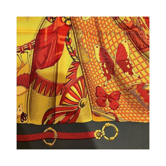 Pre Loved Hermes Silk Scarf with Sun Design in Canvas Material - Picture 3 of 8